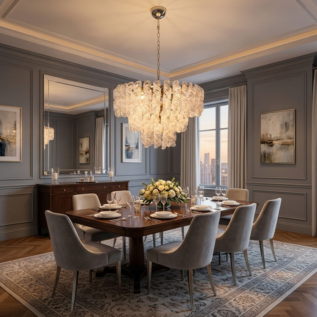 Noeline Tiered Textured Glass Chandelier