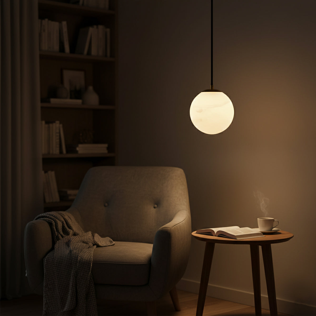 Nordic Simple Marble Spherical Pendant Lamp - view 4 | Severn Lighting