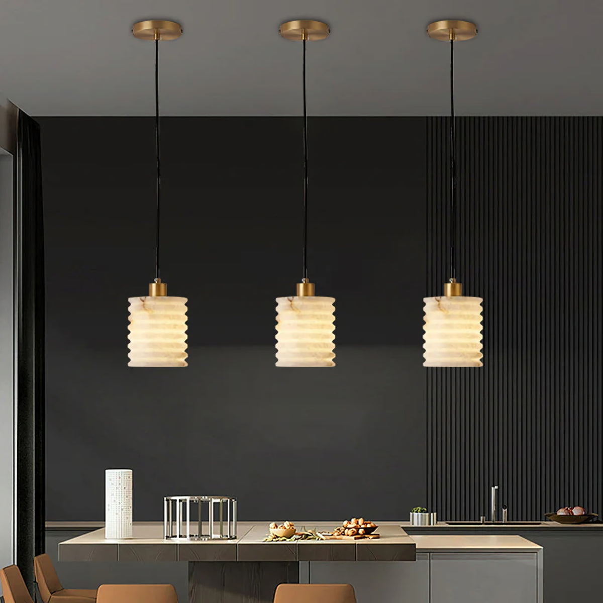 Nordic Threaded Marble Pendant Lamp