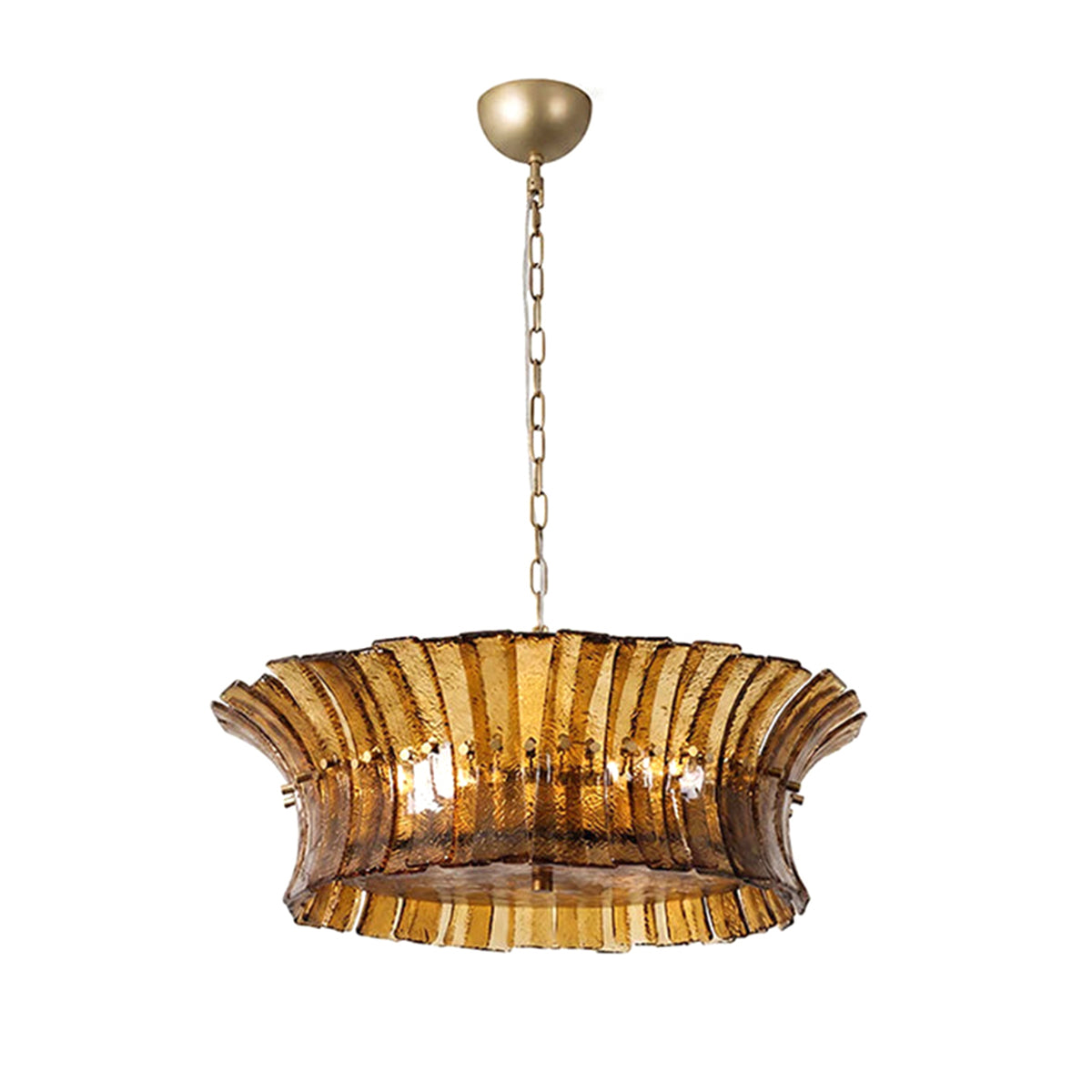 Octavia Sculptural Smoked Glass Chandelier | Textured Smoked Glass | Isolated studio view of a smaller single-tier flush mount or smaller version on white background | Severn Lighting