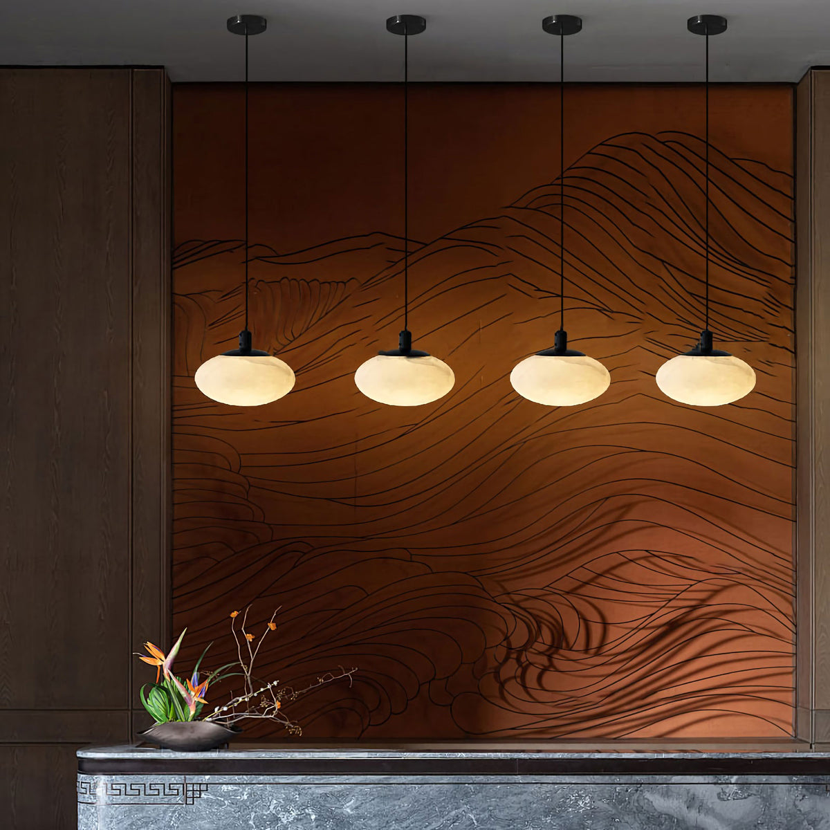 Oval Marble Pendant Light