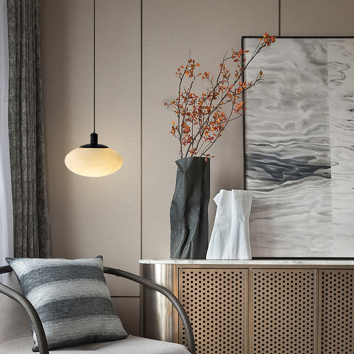 Oval Marble Pendant Light