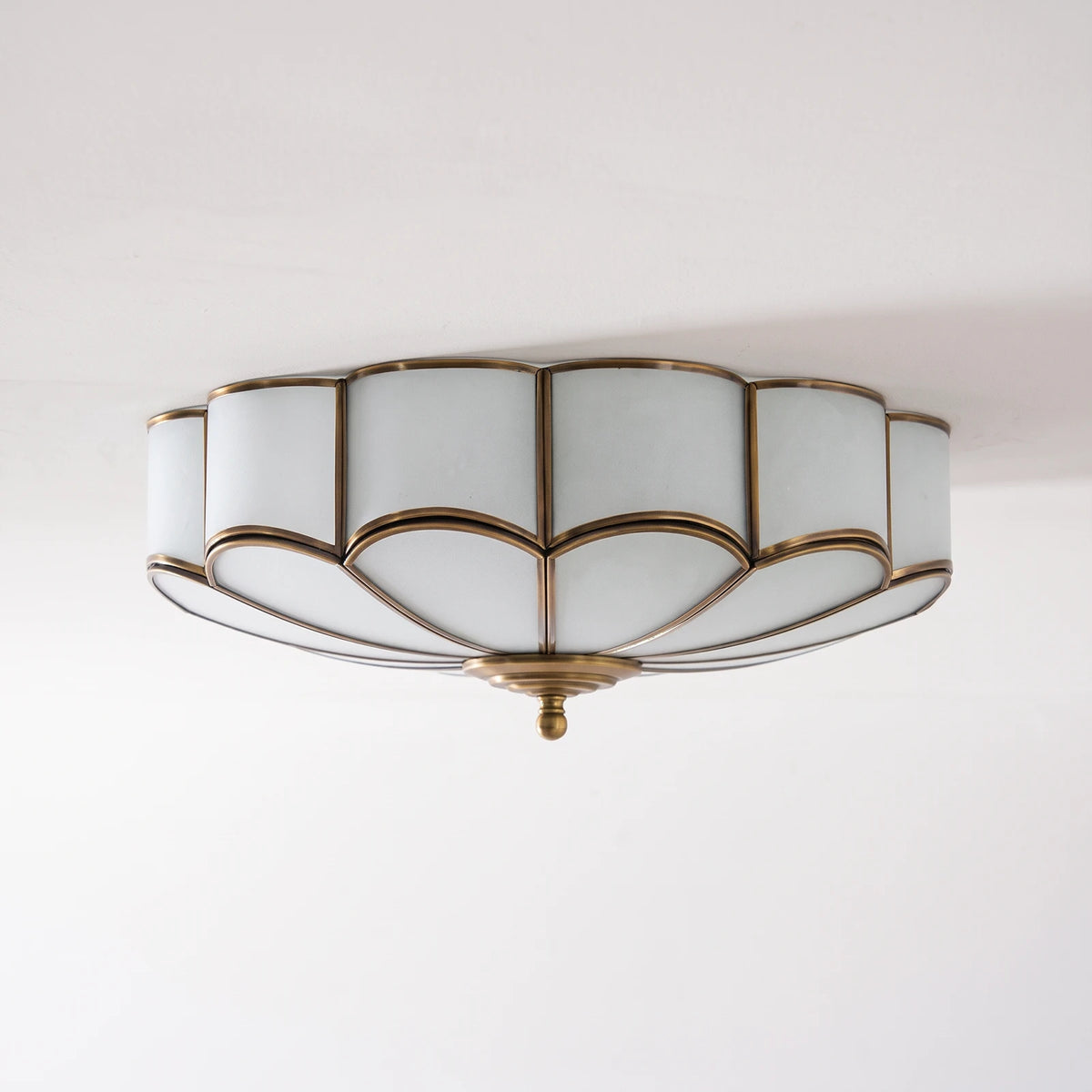 Petal Brass Glass Ceiling Light SevernLighting Angled Perspective View