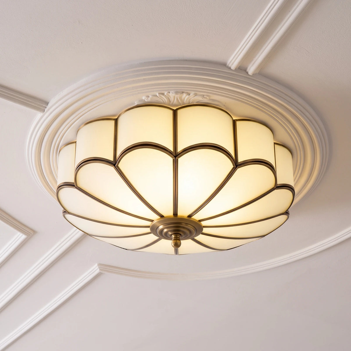 Petal Brass Glass Ceiling Light SevernLighting Brass Finish Details