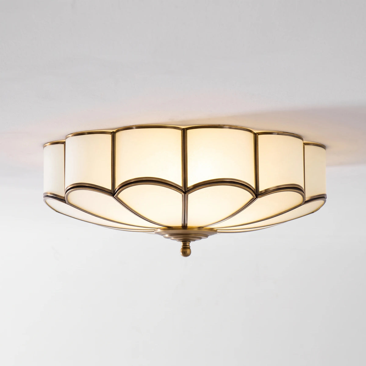 Petal Brass Glass Ceiling Light SevernLighting Warm Glow Illumination