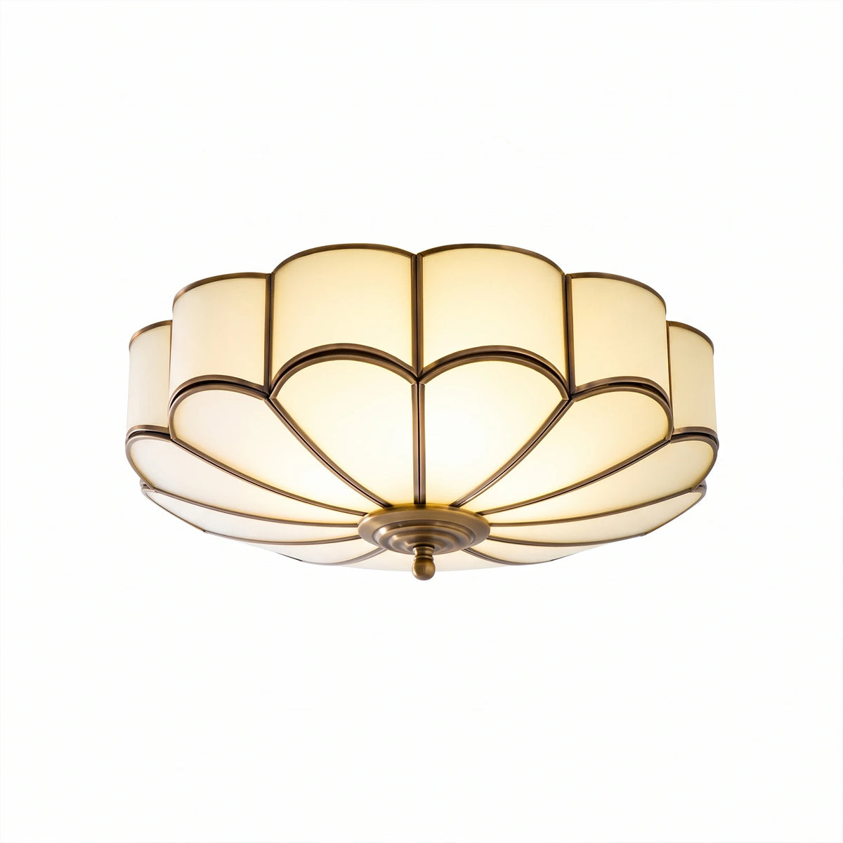 Petal Brass Glass Ceiling Light SevernLighting Pure White Background