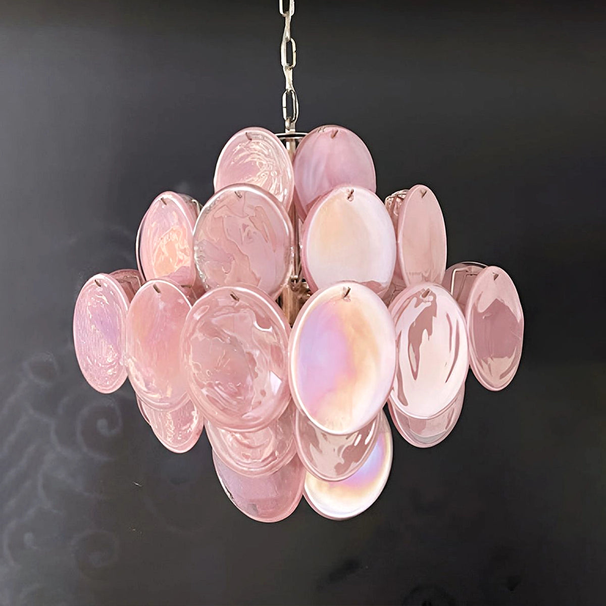 Pink Murano Disc Chandelier