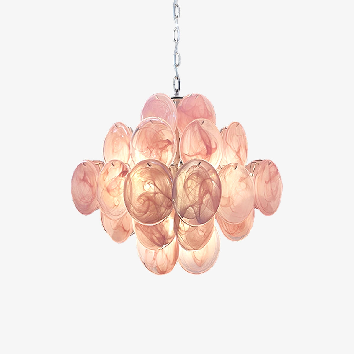 Pink Murano Disc Chandelier