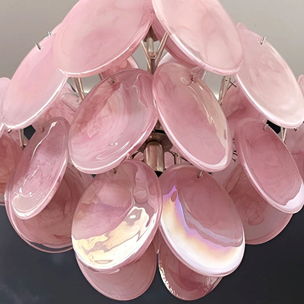 Pink Murano Disc Chandelier