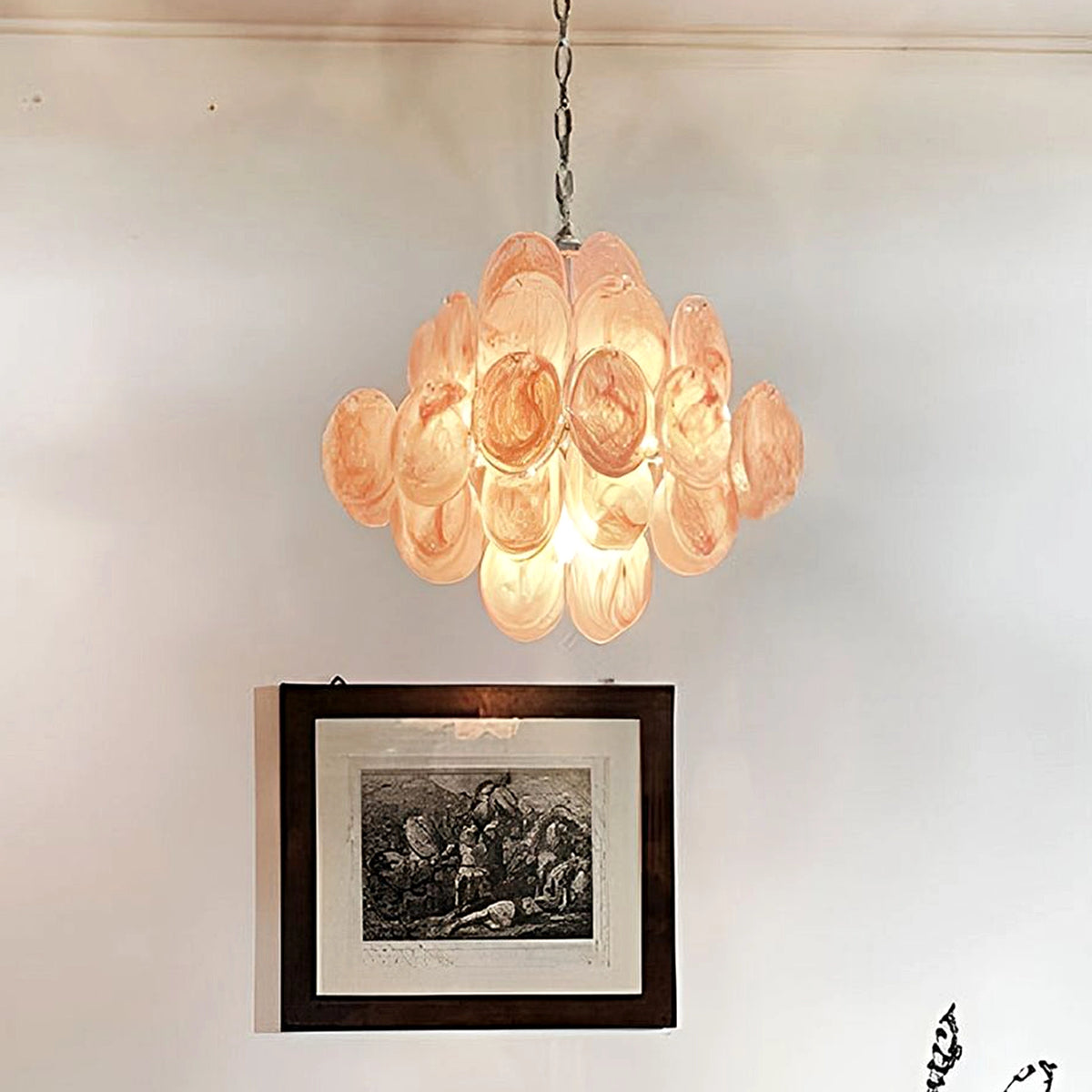 Pink Murano Disc Chandelier