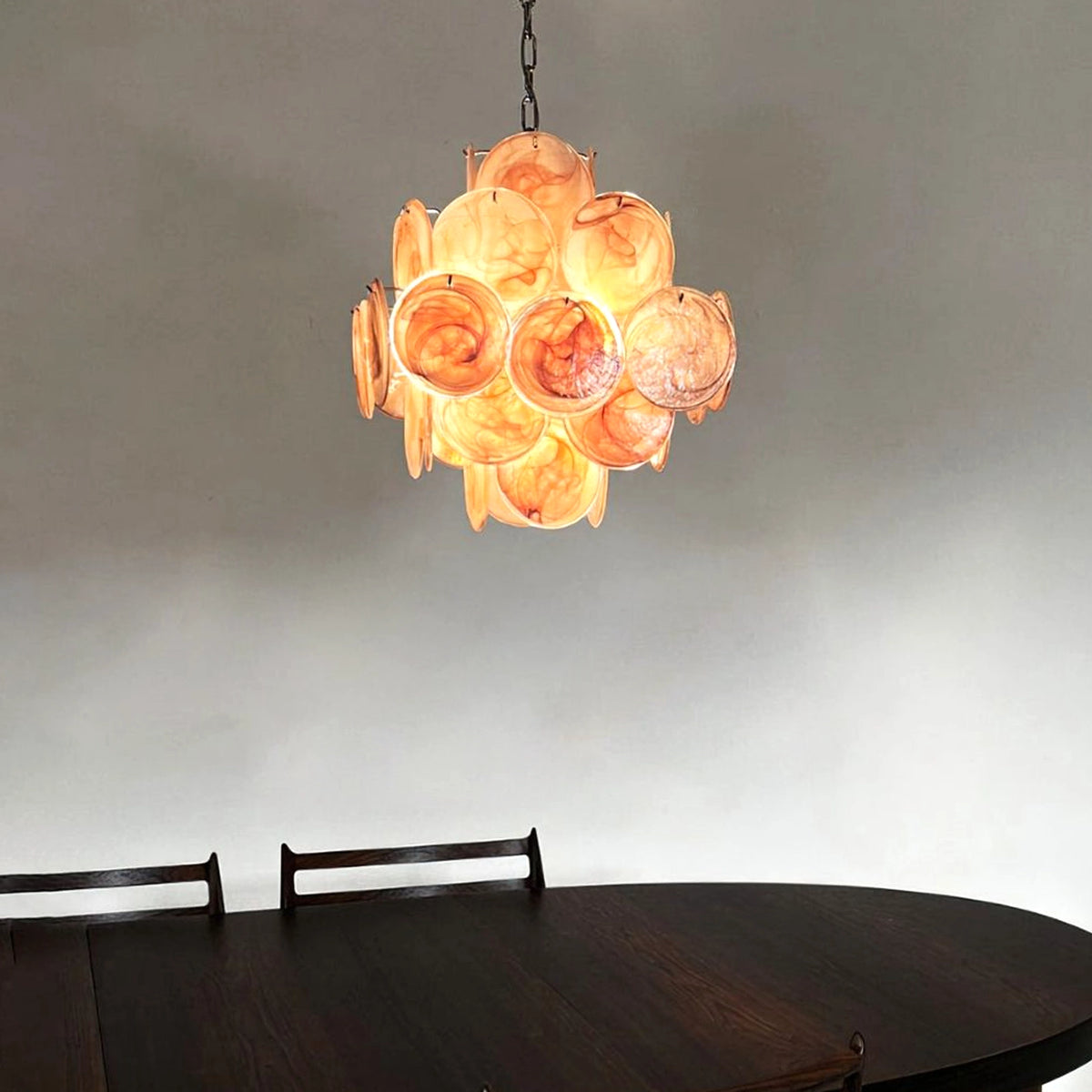 Pink Murano Disc Chandelier