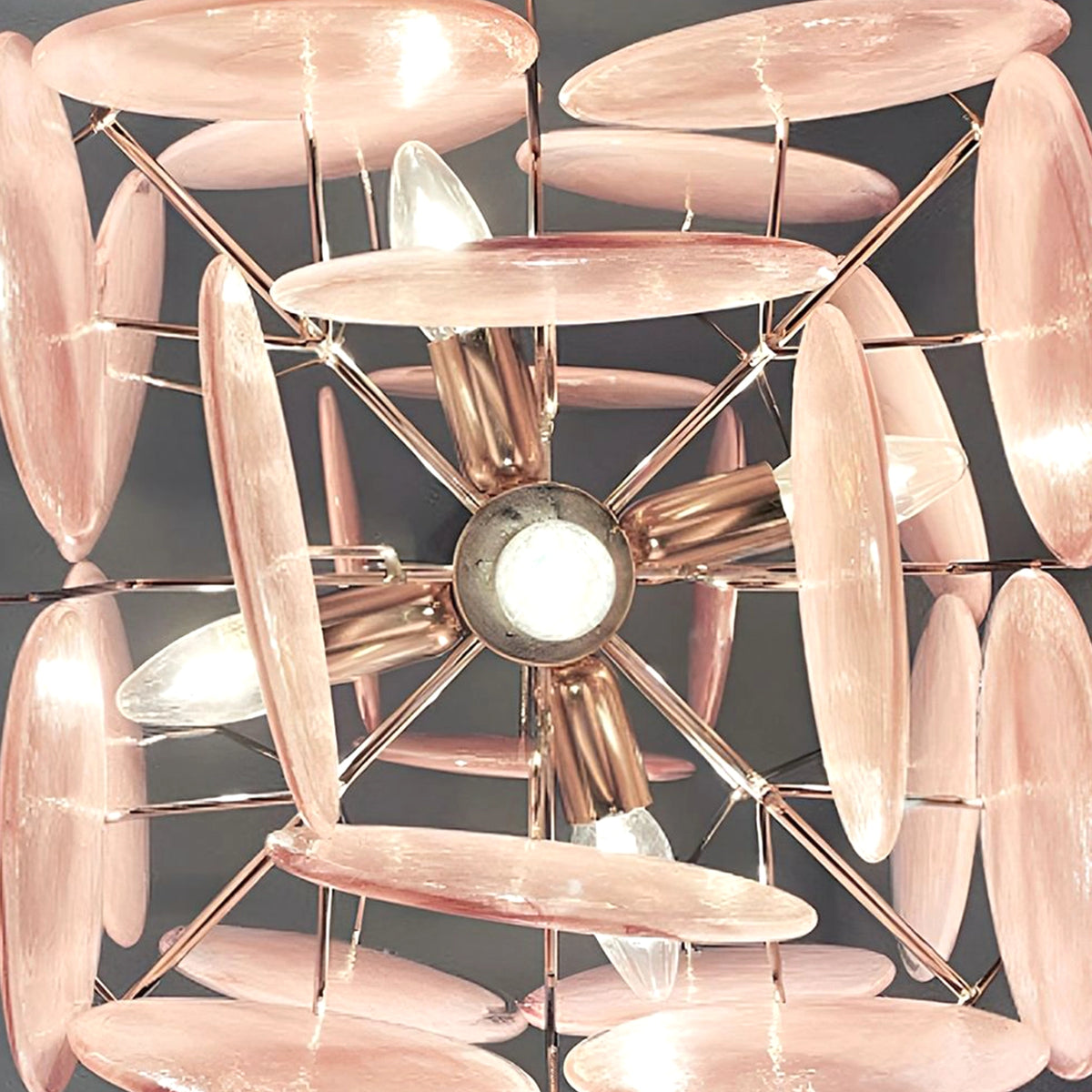 Pink Murano Disc Chandelier
