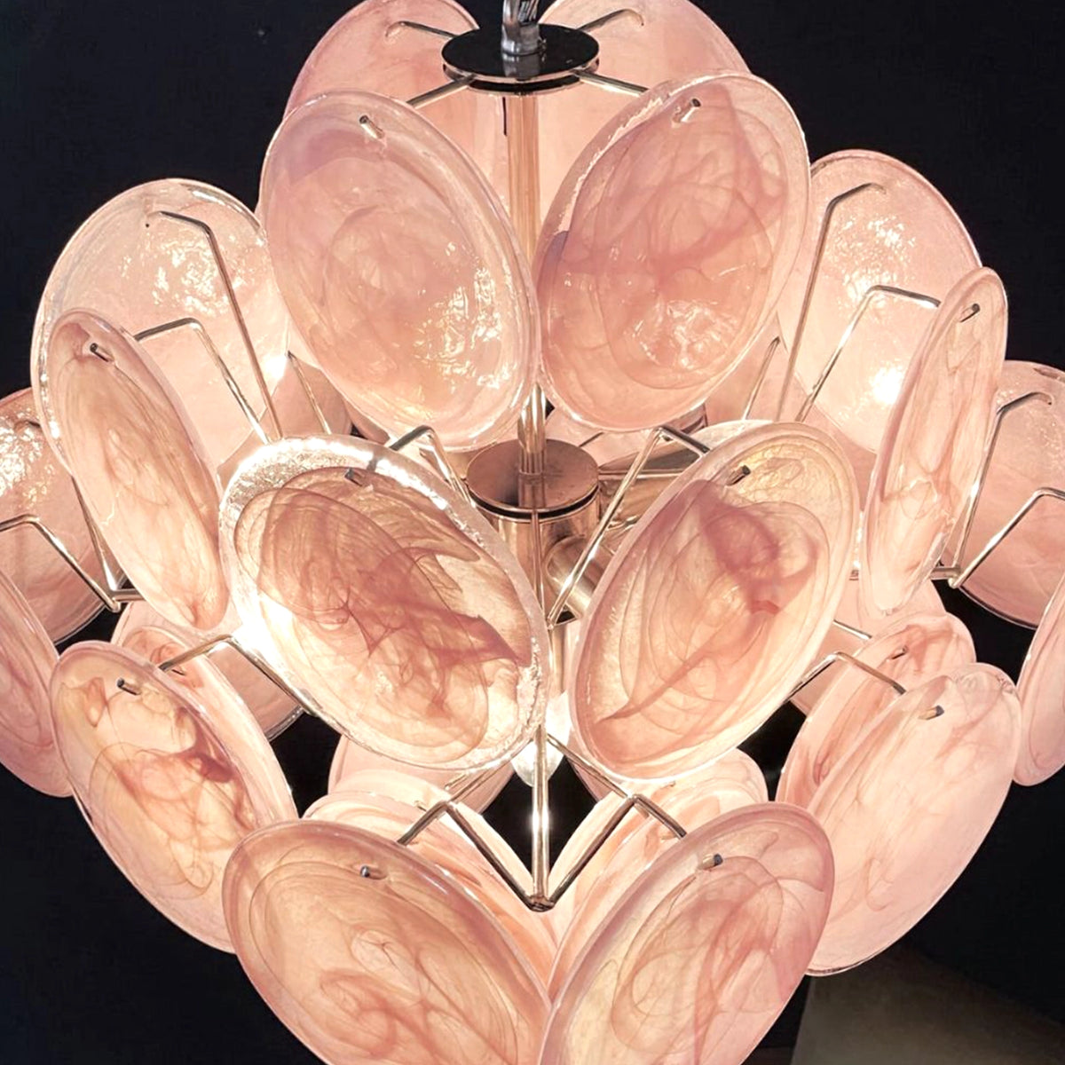 Pink Murano Disc Chandelier