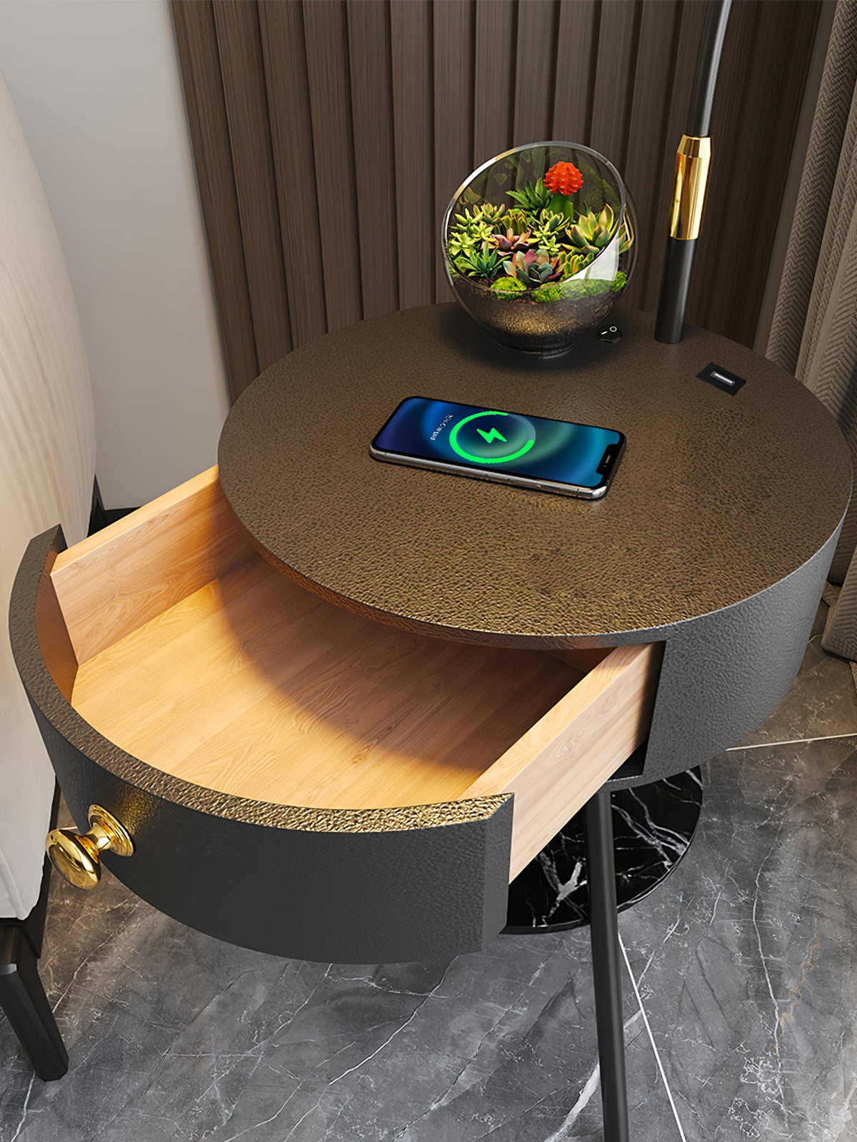 Modern Pleated Drawer Floor Lamp