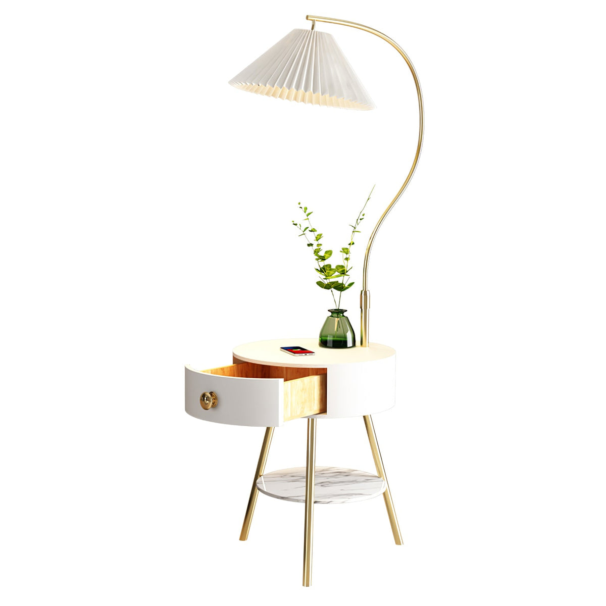 Modern Pleated Drawer Floor Lamp