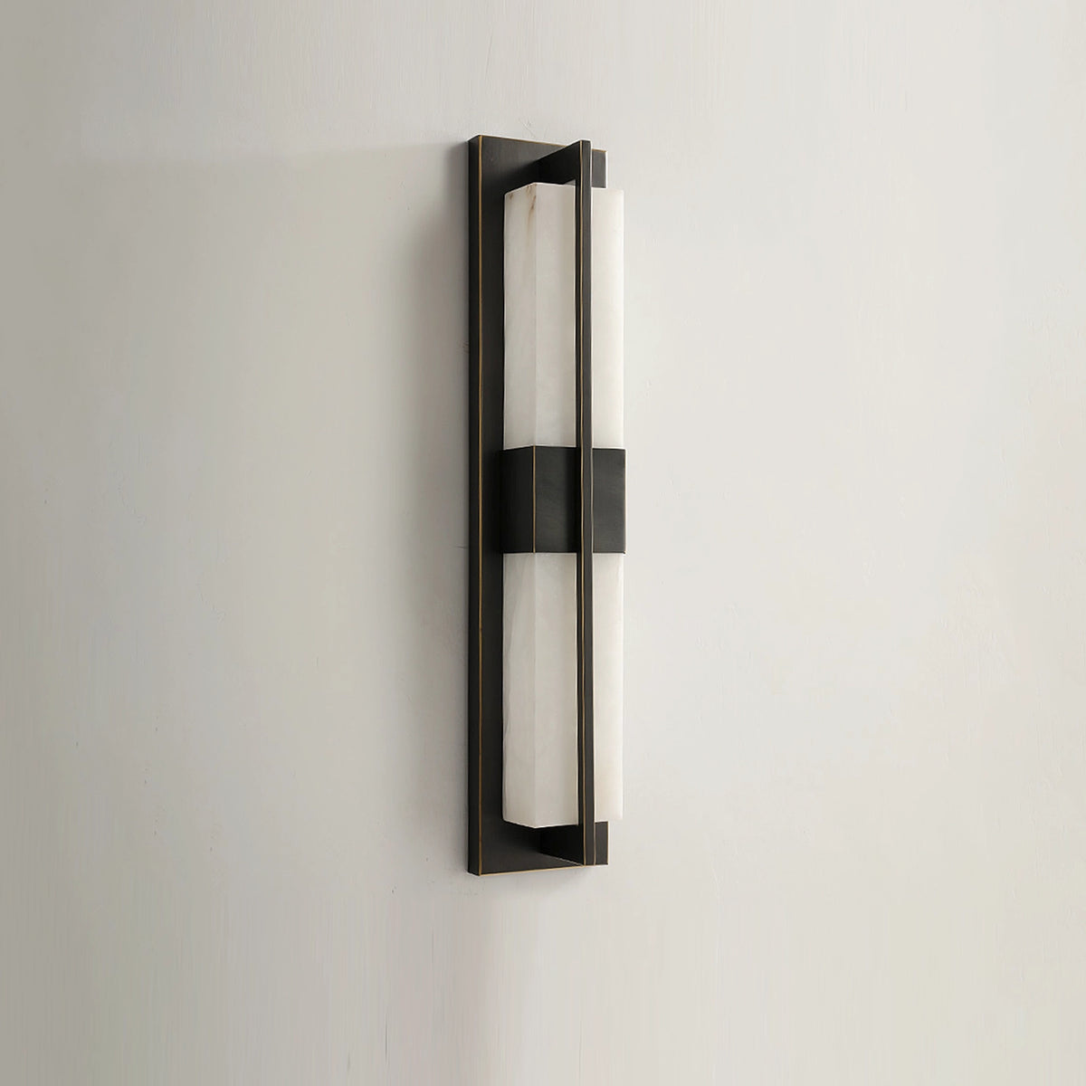 Rectangular Alabaster Brass Wall Lamp