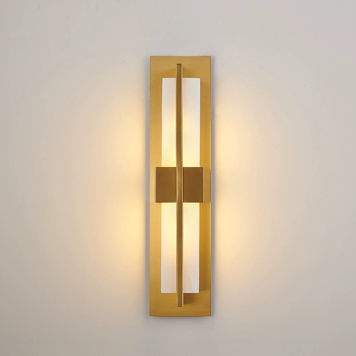 Rectangular Alabaster Brass Wall Lamp