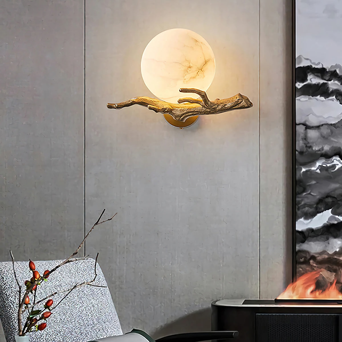 Retro Twigs Alabaster Wall Lamp