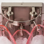 Rosalind Rose Glass Wall Sconce | Glass, Metal | Close-up top-down structural shot showcasing the internal silver chrome metallic frame bracket and dual light bulb sockets | Detail shot | Severn Lighting