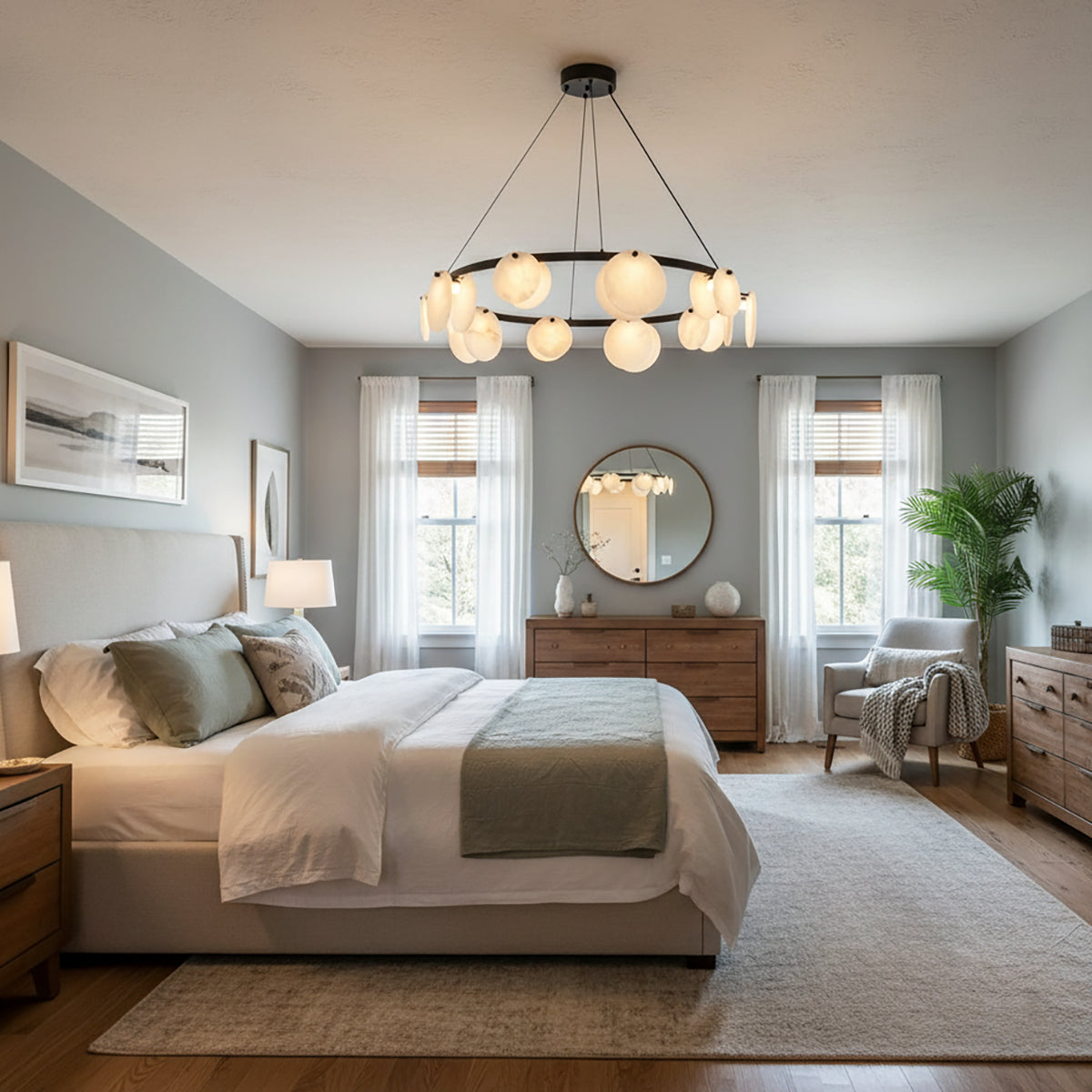 Round Branch Circle Alabaster Chandelier