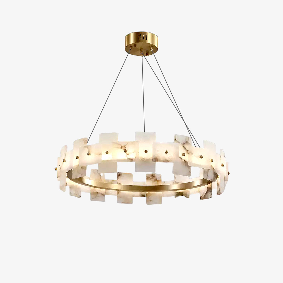 Round Alabaster Halo Chandelier