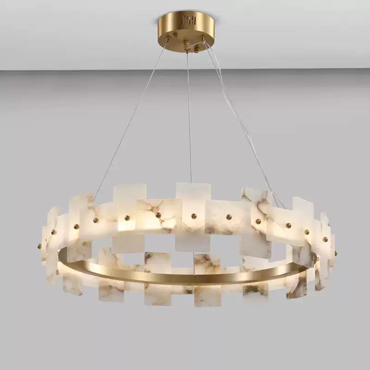 Round Alabaster Halo Chandelier