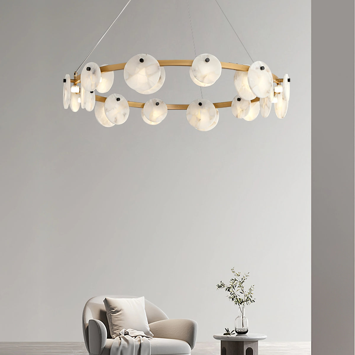 Round Branch Circle Alabaster Chandelier