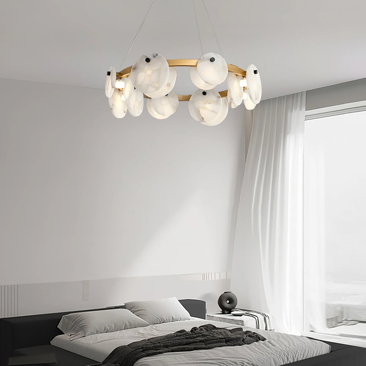 Round Branch Circle Alabaster Chandelier