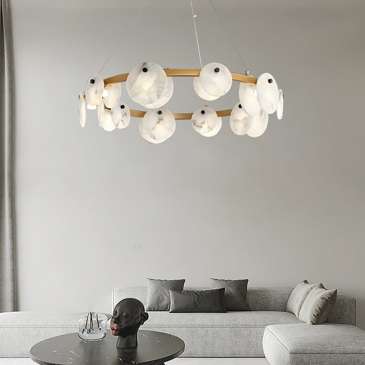 Round Branch Circle Alabaster Chandelier