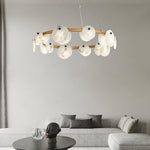 Round Branch Circle Alabaster Chandelier