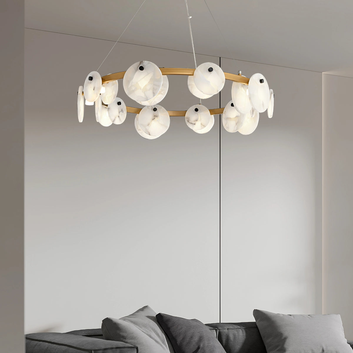 Round Branch Circle Alabaster Chandelier