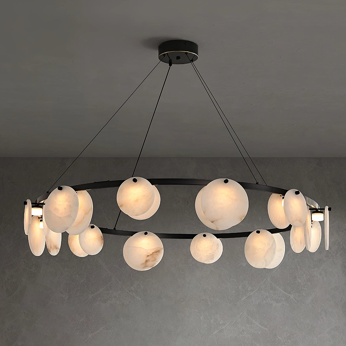 Round Branch Circle Alabaster Chandelier