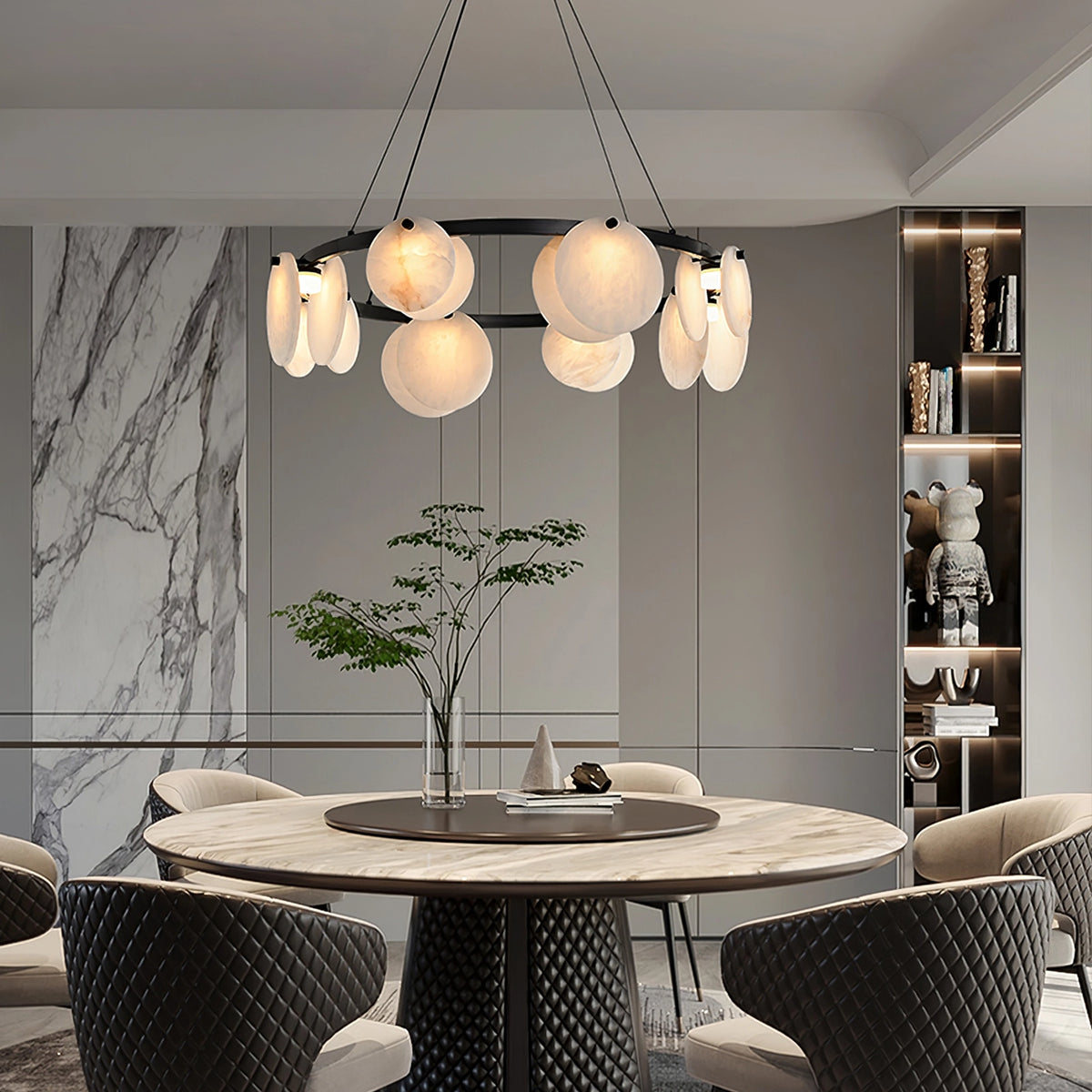 Round Branch Circle Alabaster Chandelier