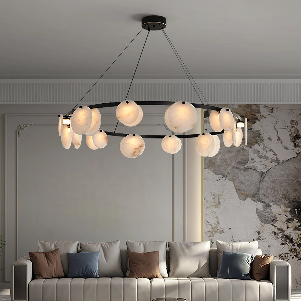 Round Branch Circle Alabaster Chandelier