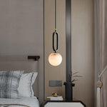 Round Marble Ball Copper Black Modern Pendant Lamp