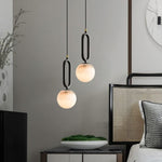 Round Marble Ball Copper Black Modern Pendant Lamp