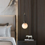 Round Marble Ball Copper Black Modern Pendant Lamp