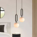 Round Marble Ball Copper Black Modern Pendant Lamp