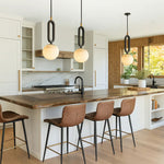 Round Marble Ball Copper Black Modern Pendant Lamp