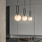 Round Marble Ball Copper Black Modern Pendant Lamp