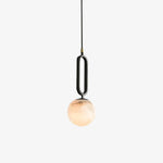 Round Marble Ball Copper Black Modern Pendant Lamp