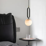 Round Marble Ball Copper Black Modern Pendant Lamp
