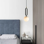 Round Marble Ball Copper Black Modern Pendant Lamp