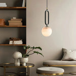 Round Marble Ball Copper Black Modern Pendant Lamp