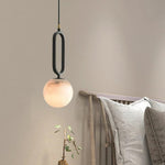 Round Marble Ball Copper Black Modern Pendant Lamp