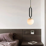 Round Marble Ball Copper Black Modern Pendant Lamp