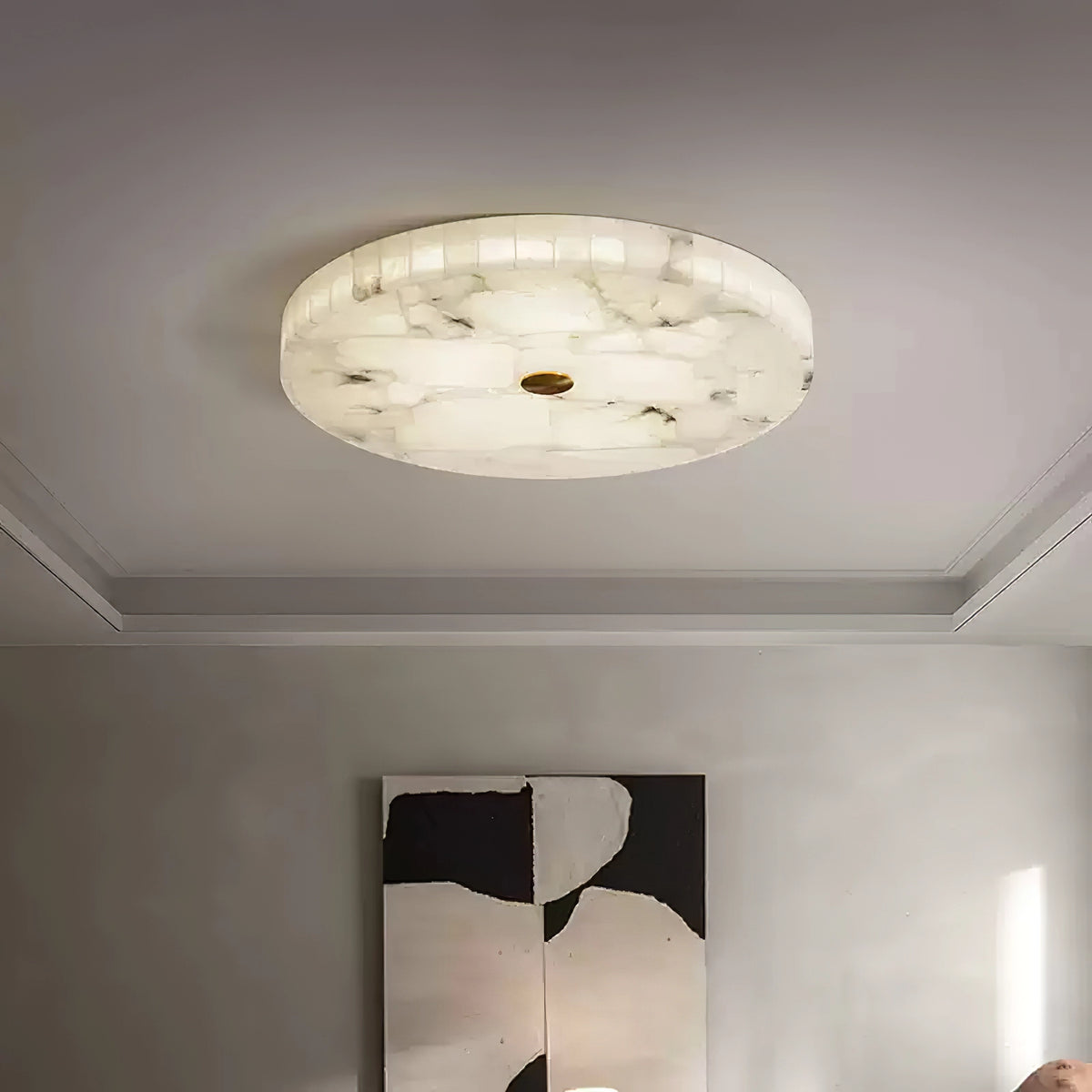 Round Alabaster Ceiling Light