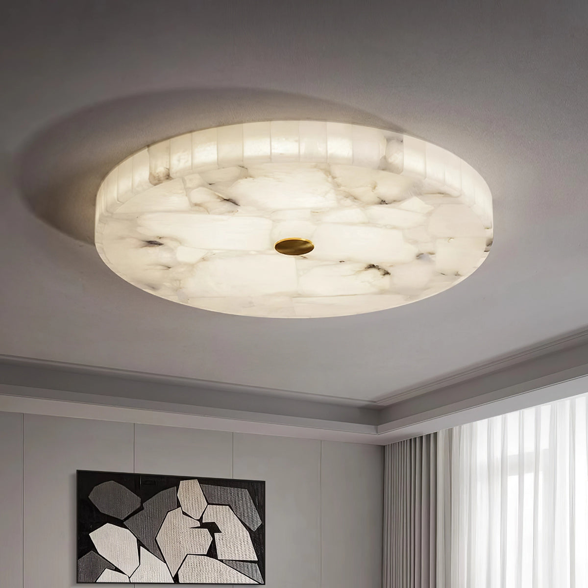 Round Alabaster Ceiling Light