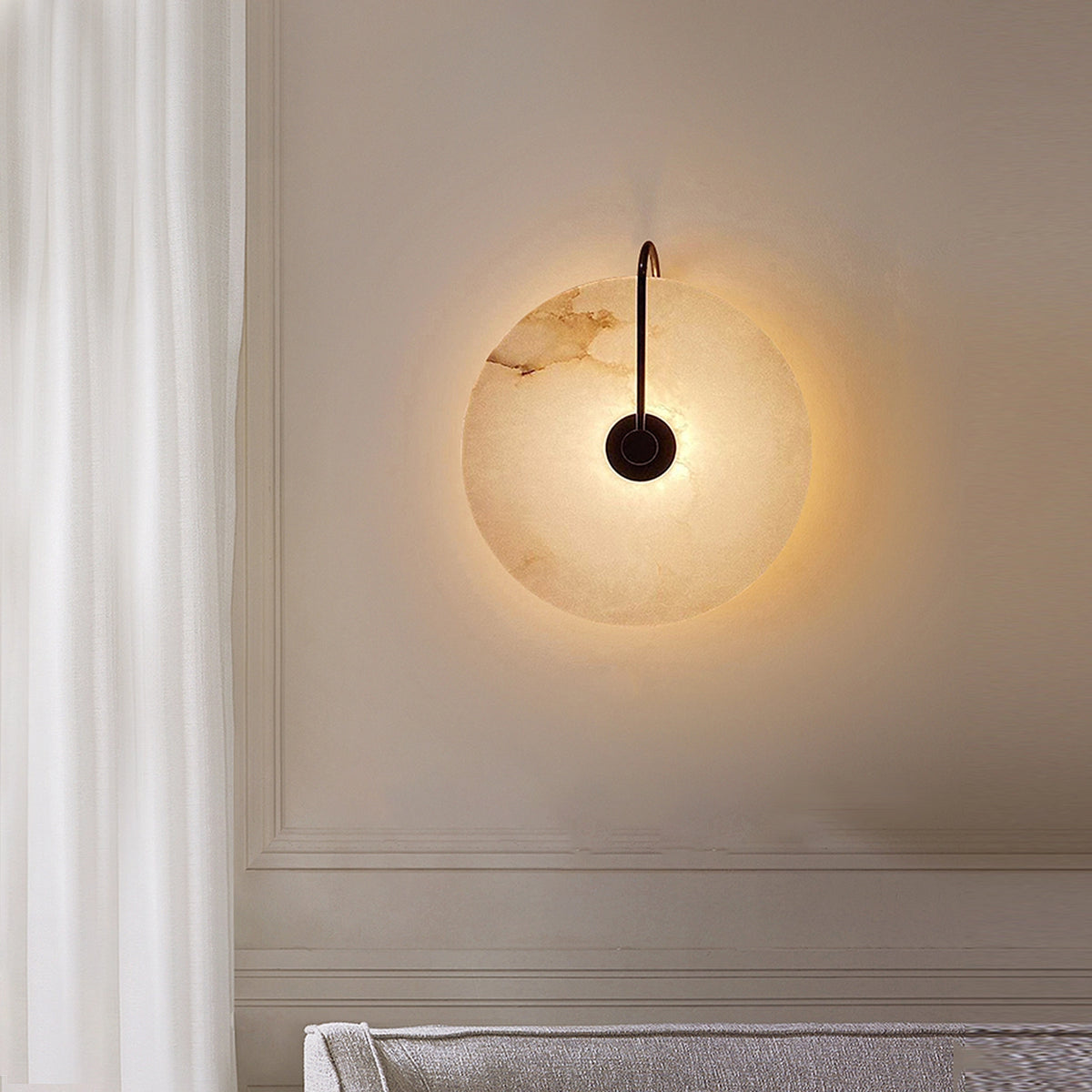 Round Modern Alabaster Wall Lamp