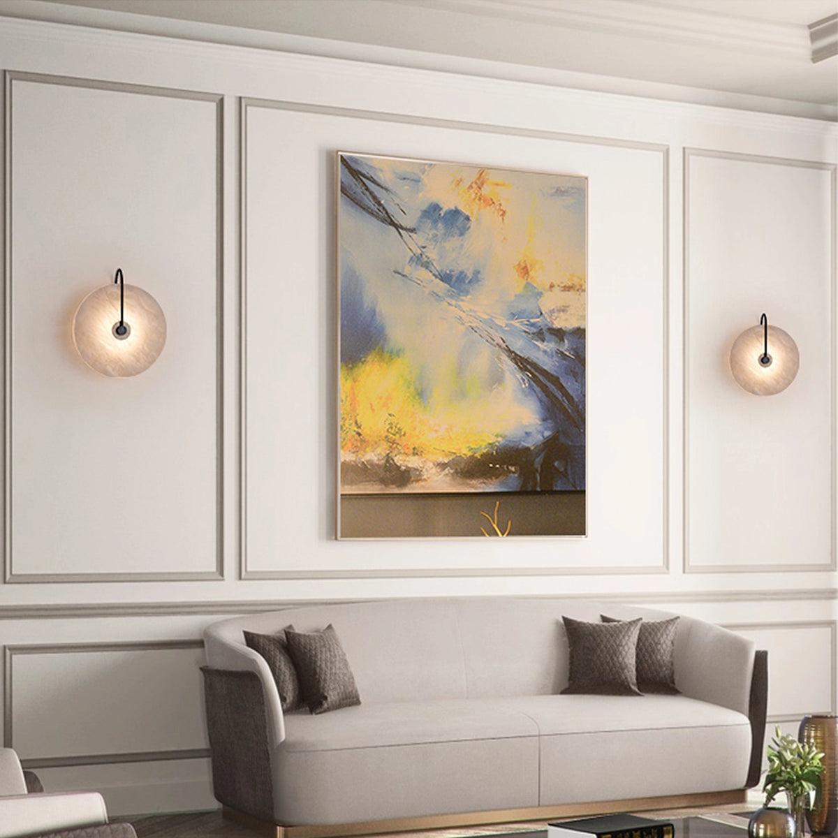Round Modern Alabaster Wall Lamp